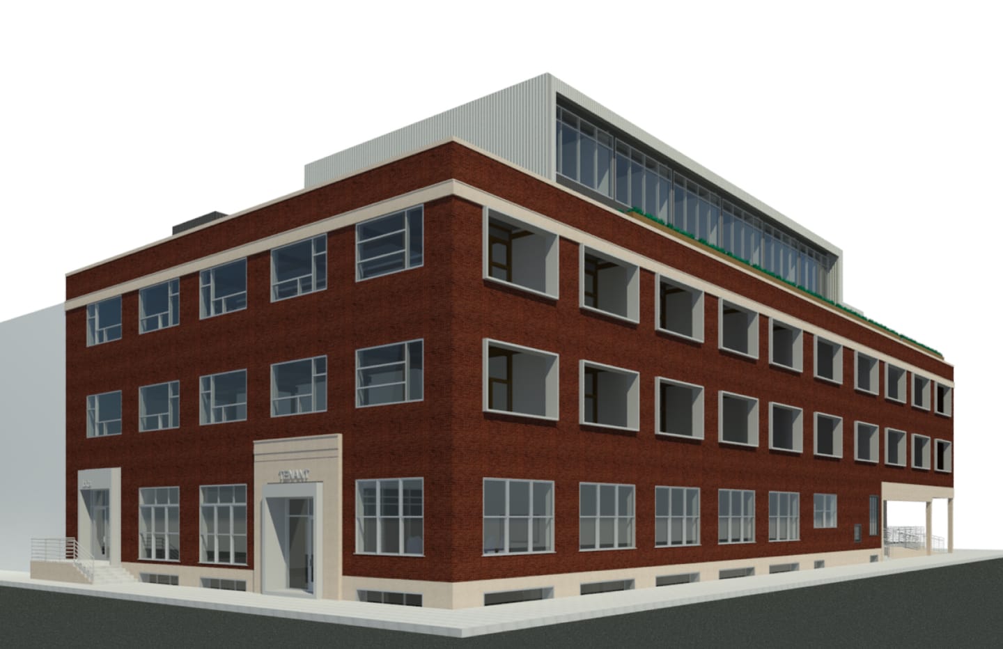 three quarter angle view of outside of 339 Square